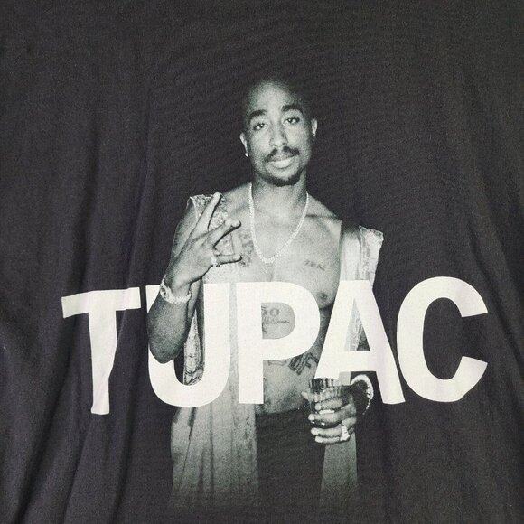 Mens TUPAC SHAKUR T Shirt Short Sleeve Crew Neck 2Pac Urban Rap Size 2X/3X - Picture 2 of 6